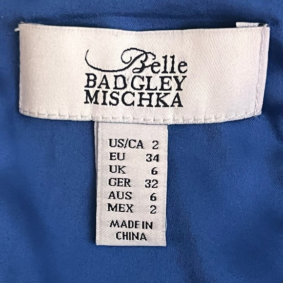 Belle Badgley Mischka Chartreuse & Blue Sheath Dress Size 2 - Picture 8 of 10